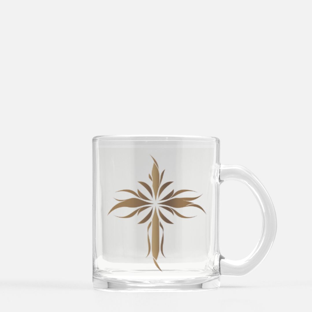 Gold Cross Glass Mug test