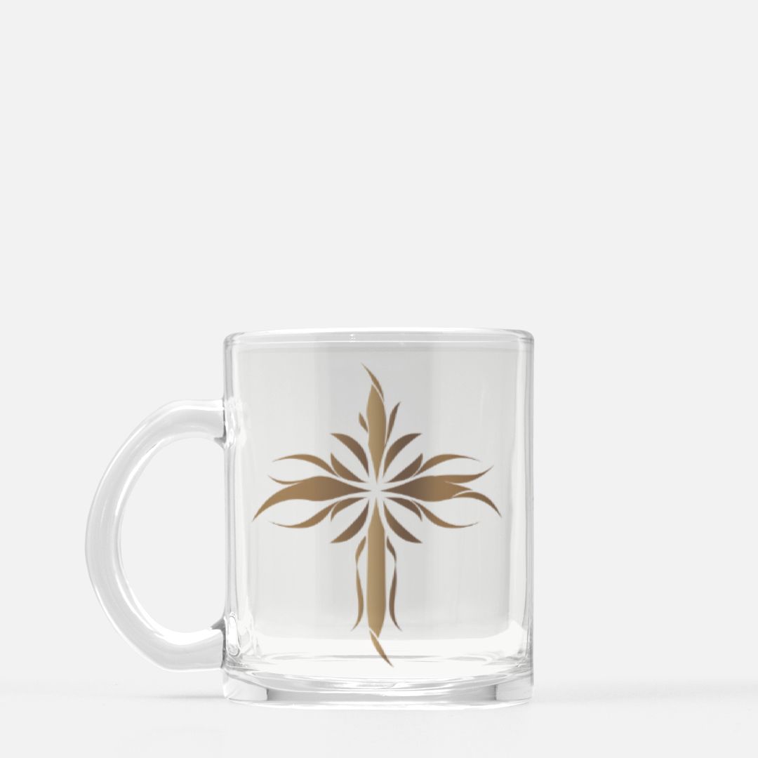 Gold Cross Glass Mug test